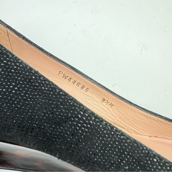 Stuart Weitzman black textured pointed toe wedges tortoise shell heel 8.5 - Picture 10 of 11